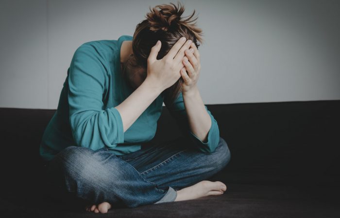 stressed sad woman, despair and depression, sorrow pain