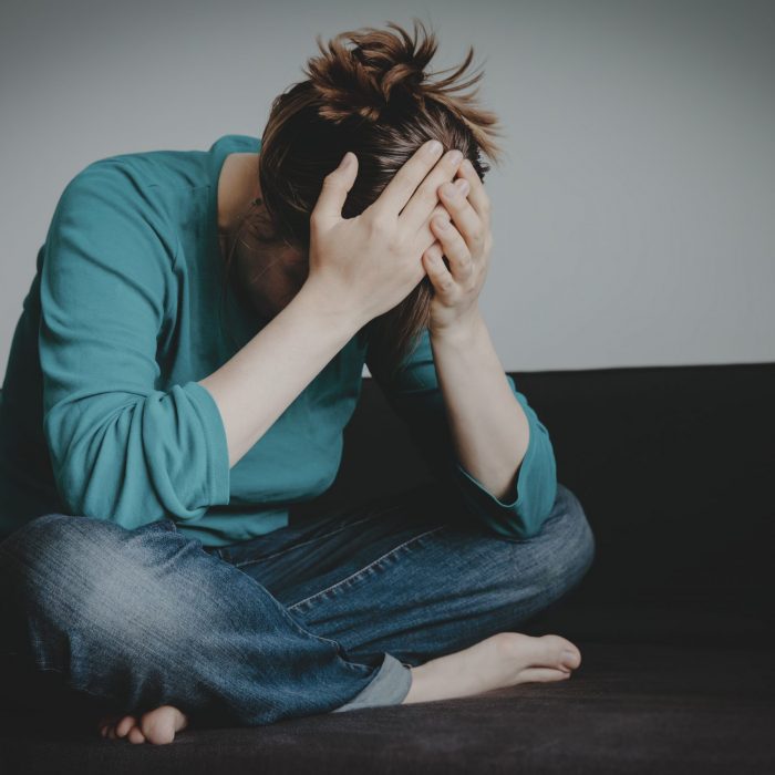 stressed sad woman, despair and depression, sorrow pain