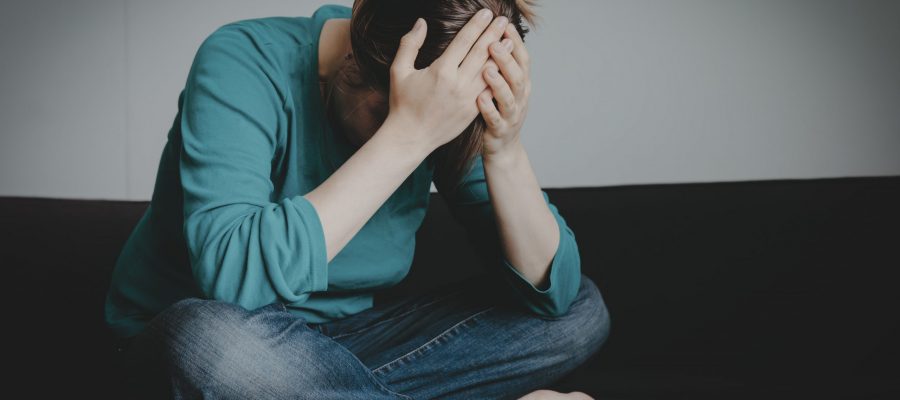 stressed sad woman, despair and depression, sorrow pain
