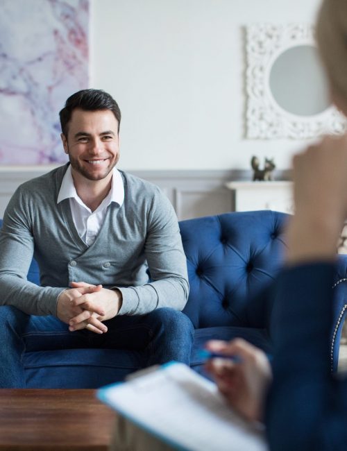 Man at the reception of a psychologist. Man at the reception of a psychologist, consultation.